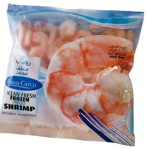 Fresh Catch blue and white shrimp packaging