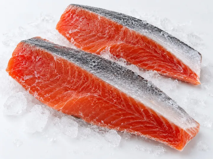 Illustrative frozen wild pacific salmon fillets
